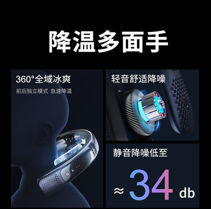 Neck portable bladeless fan