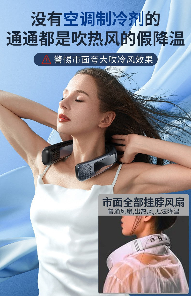 Neck portable bladeless fan