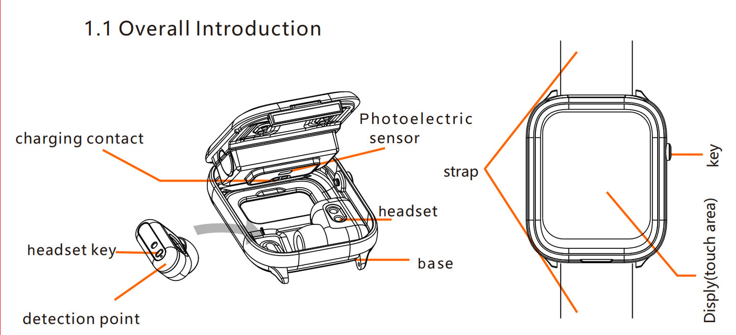 X8S smartwatch Bluetooth earphones