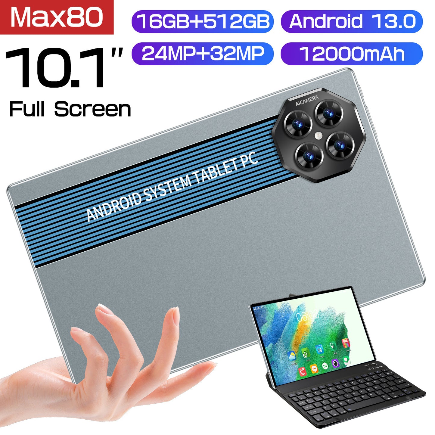 Max80 new 10.1-inch tablet computer HD screen Android smart call WiF (hot version)