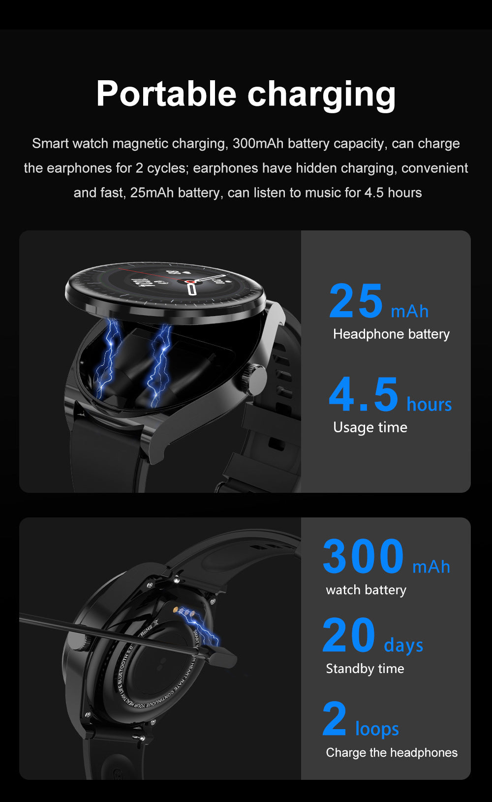 S9 smartwatch Bluetooth headset 2-in-1 NFC