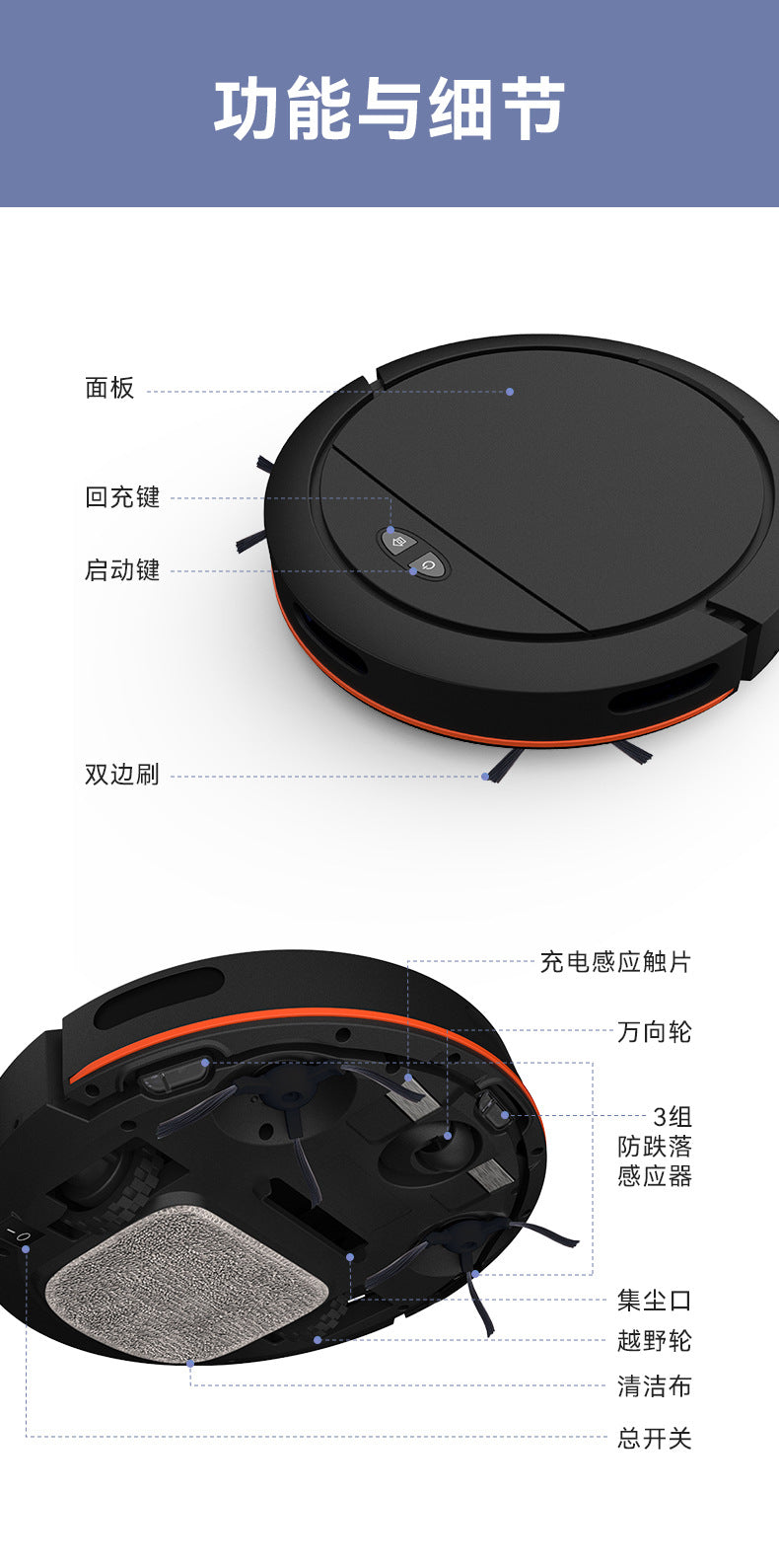 Smart sweeping robot fully automatic with voice APP control