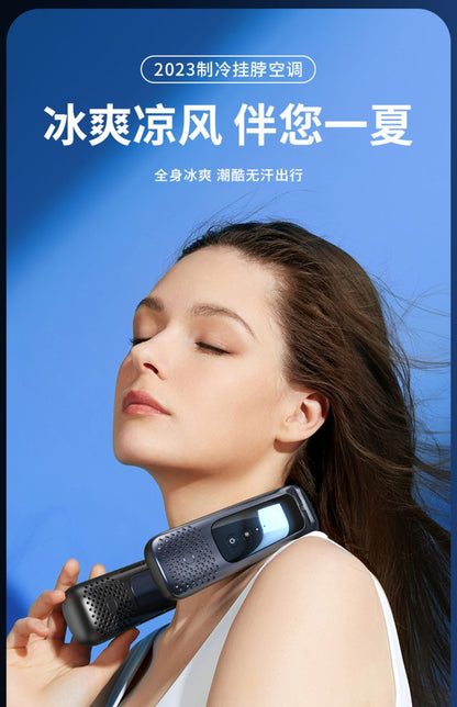 Neck portable bladeless fan